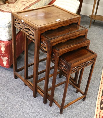 Lot 1142 - A Nest of Four Chinese Hardwood Tables