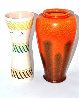 Lot 182 - A Pilkington Royal Lancastrian orange glaze vase no 2089 and a Poole pottery vase