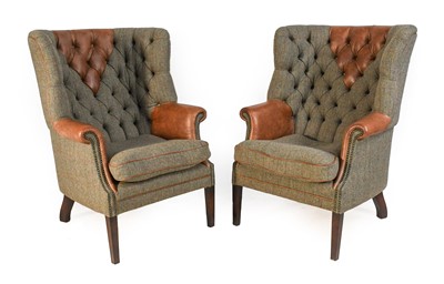 Lot 771 - A Pair of Wing-Back Library-Style Armchairs,...