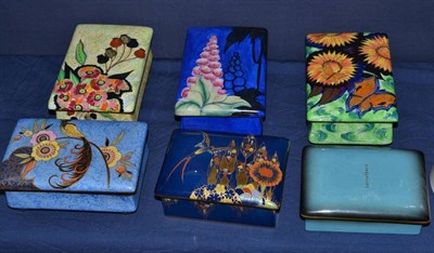 Lot 183 - Six Carltonware oblong trinket boxes, various patterns, one ex-lot 105 Christies 03.03.2000