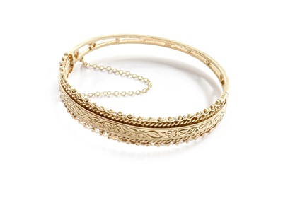 Lot 113A - A 9 Carat Gold Hinged Bangle, inner...
