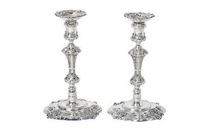Lot 2009 - A Pair of George II Provincial Silver Candlesticks