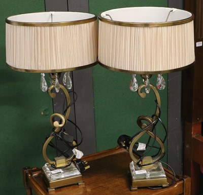 Lot 1071 - A Pair Of Modern Glass And Patinated Metal...