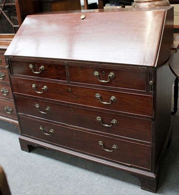 Lot 1176 - A Mahogany Bureau, with fully fitted interior,...