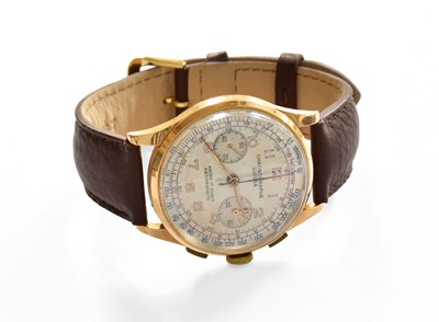 Lot 98 - An 18 Carat Gold Chronograph Wristwatch, circa...