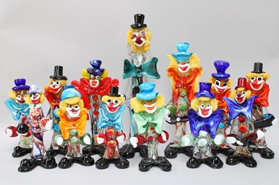 Lot 134 - Thirteen Various Murano Glass Clowns