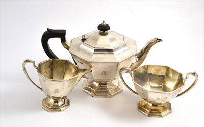 Lot 191 - A three piece silver tea set, Sheffield 1930 and 1928