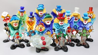 Lot 131 - Thirteen Various Murano Glass Clowns