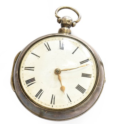 Lot 4 - A Silver Pair Cased Verge Pocket Watch, the...