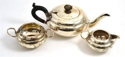Lot 193 - Silver three piece tea set, London 1915