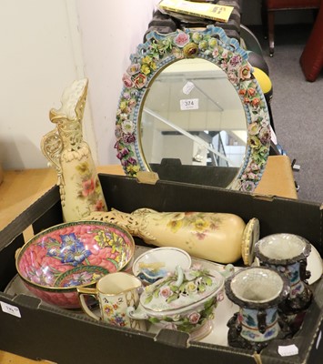 Lot 374 - Various Ceramics, including a flower encrusted...