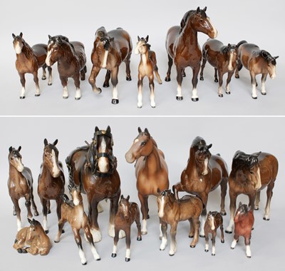Lot 128 - Beswick Horses and Foals, inlcuding: Welsh Cob,...