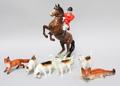 Lot 166 - Beswick Hunting Group, comprising: Huntsman on...