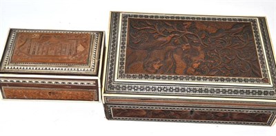 Lot 201 - Colonial carved box and late 19th century Anglo Colonial sandal wood box