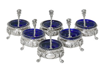 Lot 2048 - A Set of Six Victorian Silver Salt-Cellars and Six Victorian Silver Condiment-Spoons