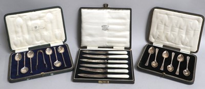 Lot 35 - A Collection of Assorted Cased Silver Spoons,...