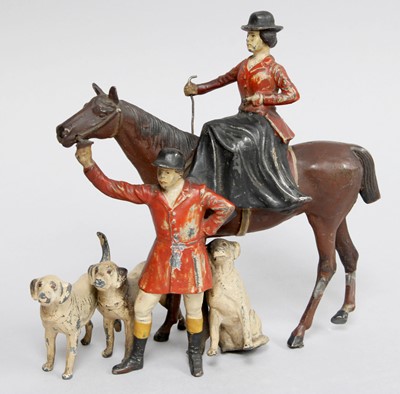 Lot 225 - A Cold Painted Metal Figure Group as a Hunting...