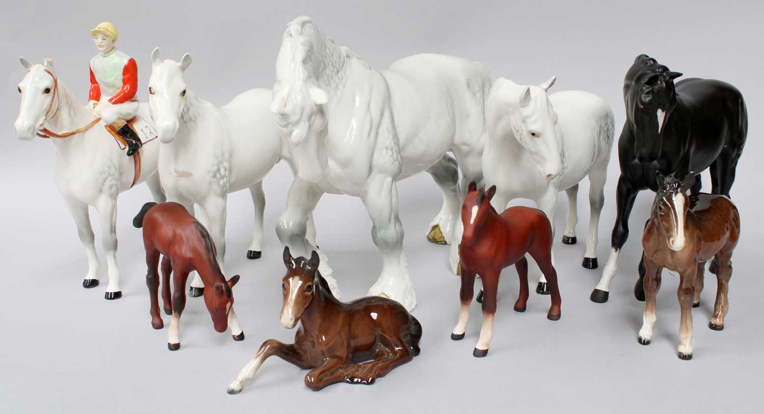 Lot 258 - Beswick Horses and Foals, including: Horse