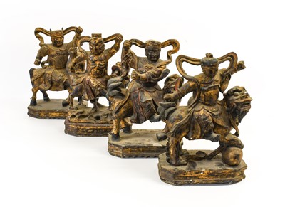 Lot 159 - A Matched Set of Four Chinese Carved, Gilt and...