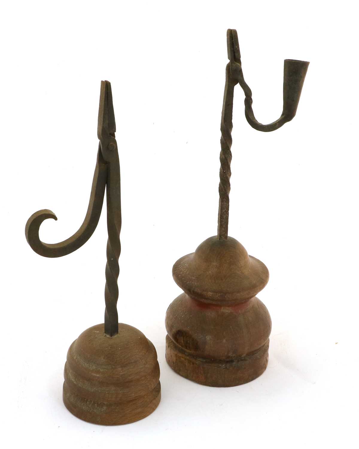 Lot 156 - A Wrought Iron Rush Light Holder, late...