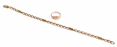 Lot 352 - A 9 Carat Gold Figaro Link Bracelet, length 21....