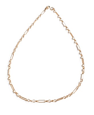 Lot 333 - A 9 Carat Gold Fancy Link Necklace, length 41.5cm