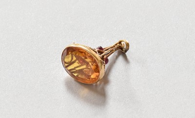 Lot 101 - A French Gold Mounted Citrine and Synthetic...