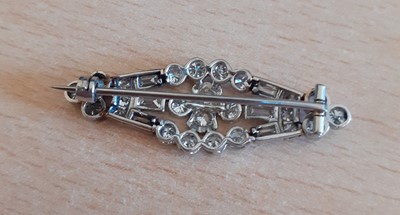 Lot 2016 - A Diamond Brooch the openwork lozenge motif...