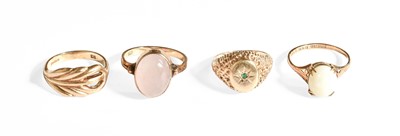 Lot 357 - A 9 Carat Gold Opal Ring, finger size M1/2; A...