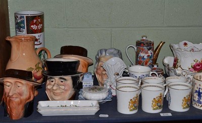 Lot 216 - Three Wedgwood commemorative mugs, Masons, character jugs etc