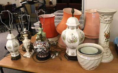 Lot 379 - A Group of Six Various Table Lamps and Shades,...