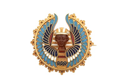 Lot 2109 - An Egyptian Revival Brooch the pharaoh with a...
