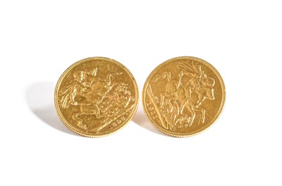 Lot 324 - A Pair of Sovereign Earrings, dated 1898 and...