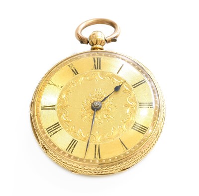 Lot 387 - A Lady's 18 Carat Gold Fob Watch