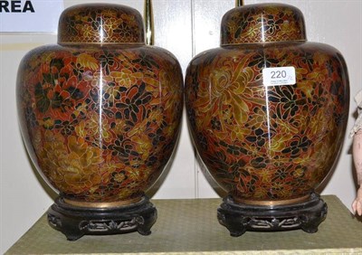 Lot 220 - Pair of modern Chinese cloisonne jars