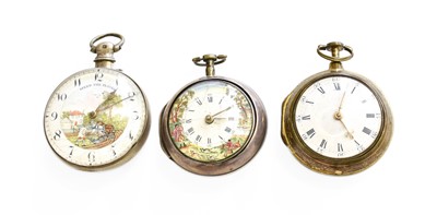 Lot 393 - A Silver Pair Cased Verge Pocket Watch with...