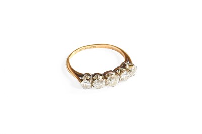 Lot 363 - A Diamond Five Stone Ring, stamped '18CT',...