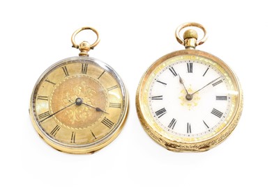 Lot 404 - Two Lady's 18 Carat Gold Fob Watches, both...