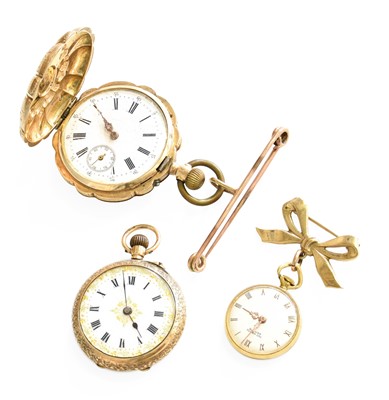 Lot 403 - A Lady's 14 Carat Gold Full Hunter Fob Watch,...