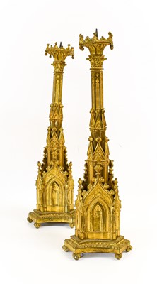 Lot 528 - A Pair of Victorian Gilt Metal Pricket...