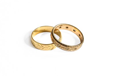 Lot 360 - An 18 Carat Gold Band Ring, finger size O; and...