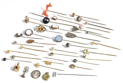 Lot 313 - Thirty-Seven Stickpins, of varying designs...