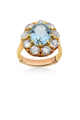 Lot 2268 - An 18 Carat Gold Aquamarine and Diamond...