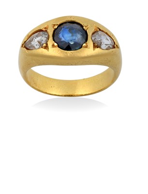 Lot 2139 - A Sapphire and Diamond Three Stone Ring the...