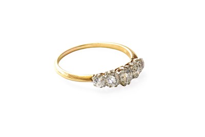 Lot 385 - A Diamond Five Stone Ring, the graduated old...