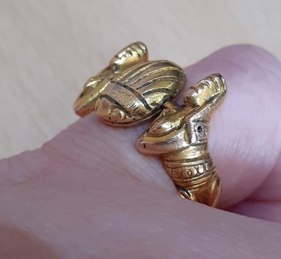 Lot 2051 - A Scarab Swivel Ring the central swivel scarab...