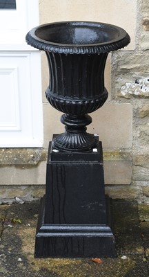 Lot 580 - A Victorian Cast Iron Urn on Stand, late...