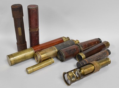 Lot 320 - Seven 19th century Brass Telescopes and a...