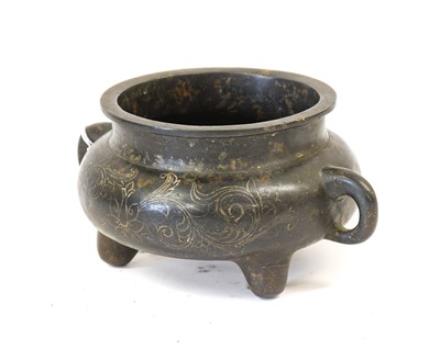 Lot 186 - A Chinese Bronze Censer, of cushioned form...