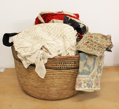 Lot 1173 - A Basket Continaing American Flags, Union Jack,...